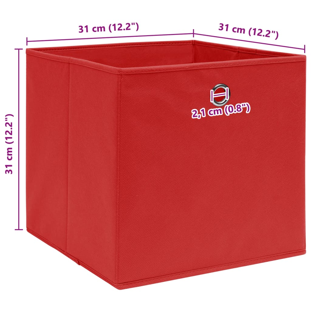 Scatole Portaoggetti 4pz Rosse 32x32x32 cm Tessuto
