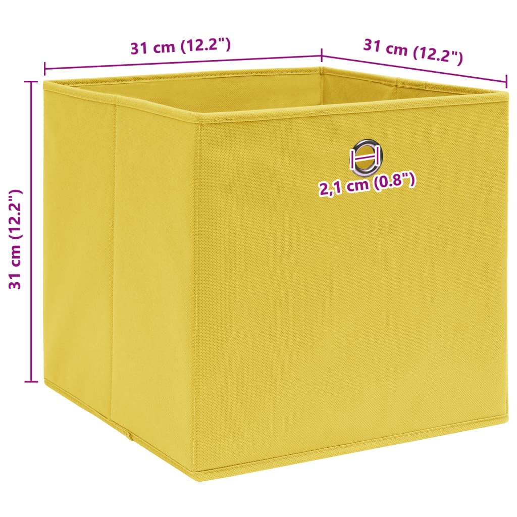 Scatole Portaoggetti 4pz Gialle 32x32x32 cm Tessuto