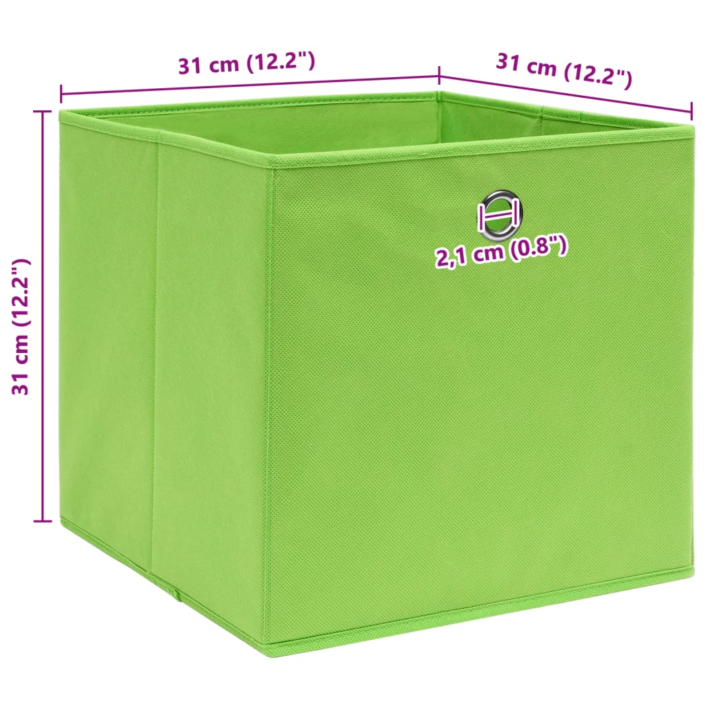 Scatole Portaoggetti 10pz Verdi 32x32x32 cm Tessuto