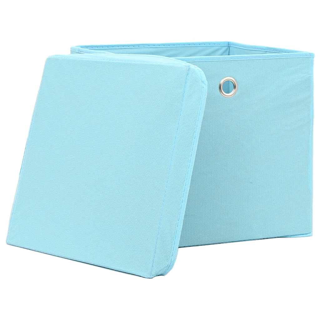 Scatole con Coperchi 10pz Azzurre 32x32x32 cm Tessuto