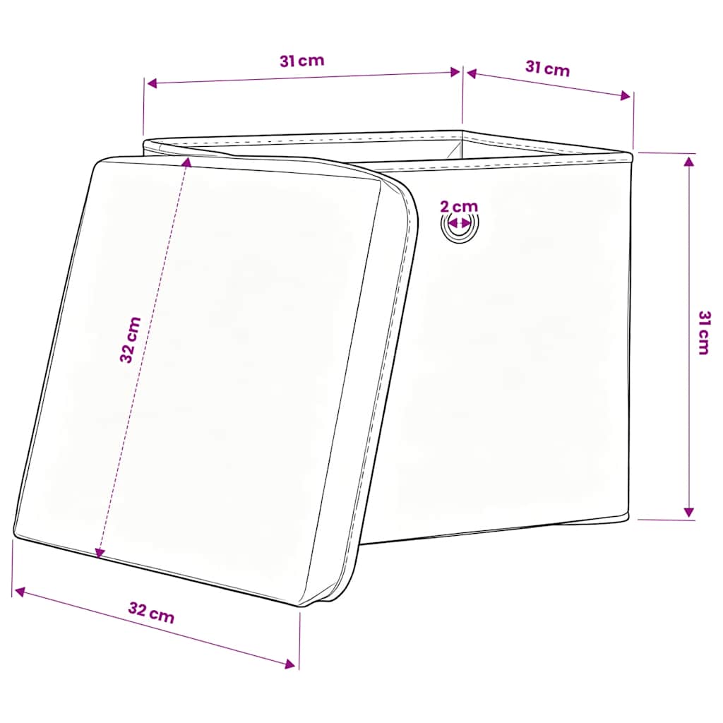 Scatole con Coperchi 10pz Azzurre 32x32x32 cm Tessuto