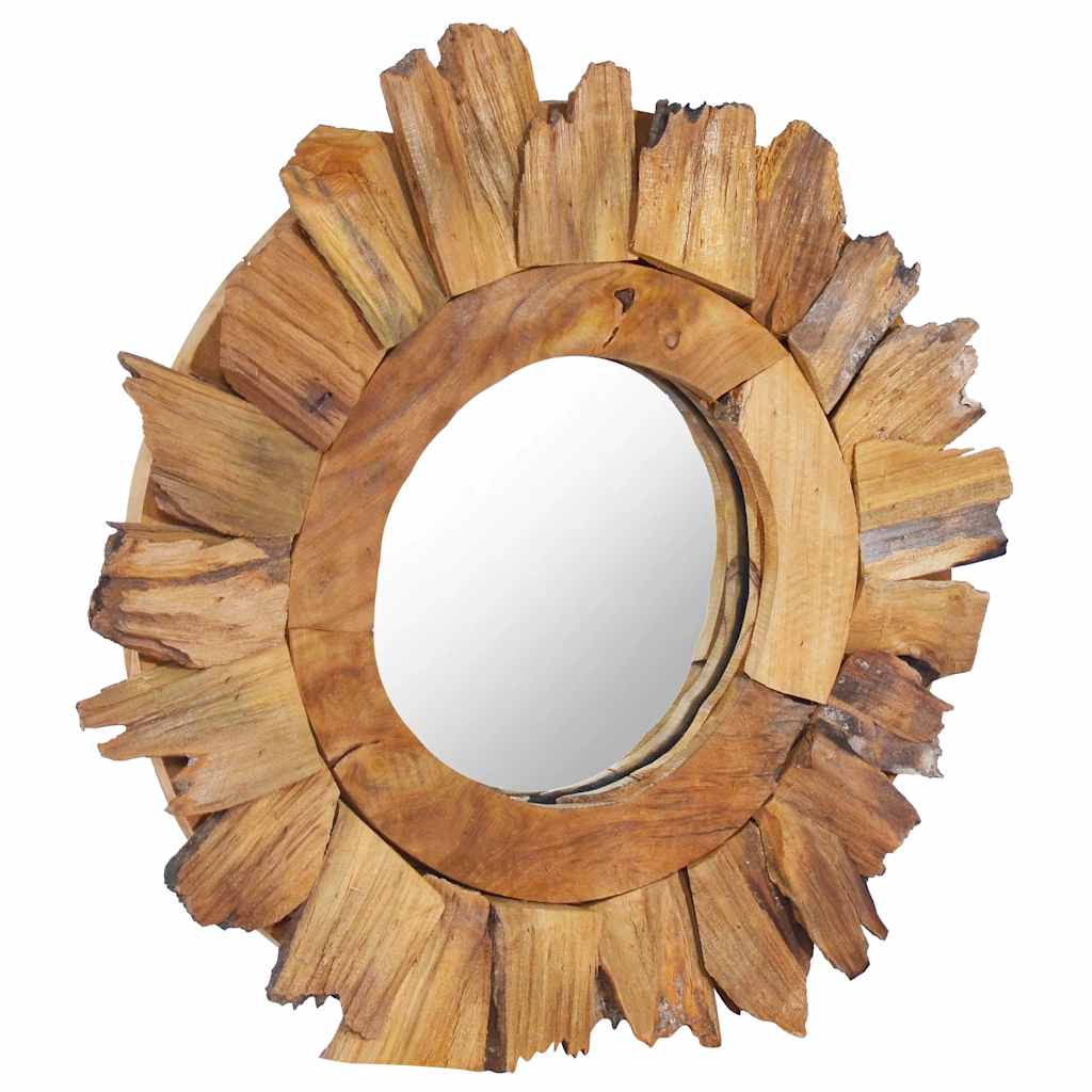 Specchio da Parete 40 cm in Legno di Teak Rotondo