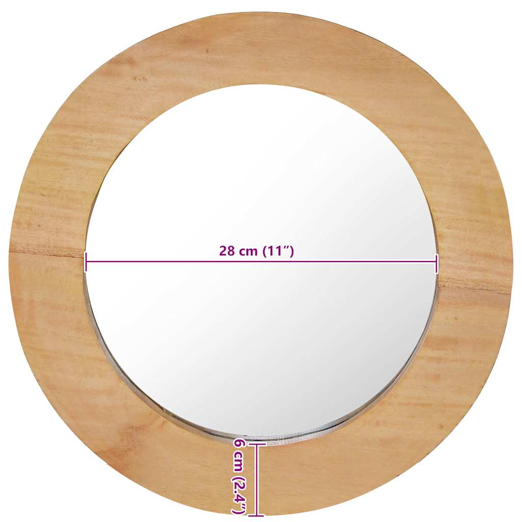Specchio da Parete 40 cm in Legno di Teak Rotondo