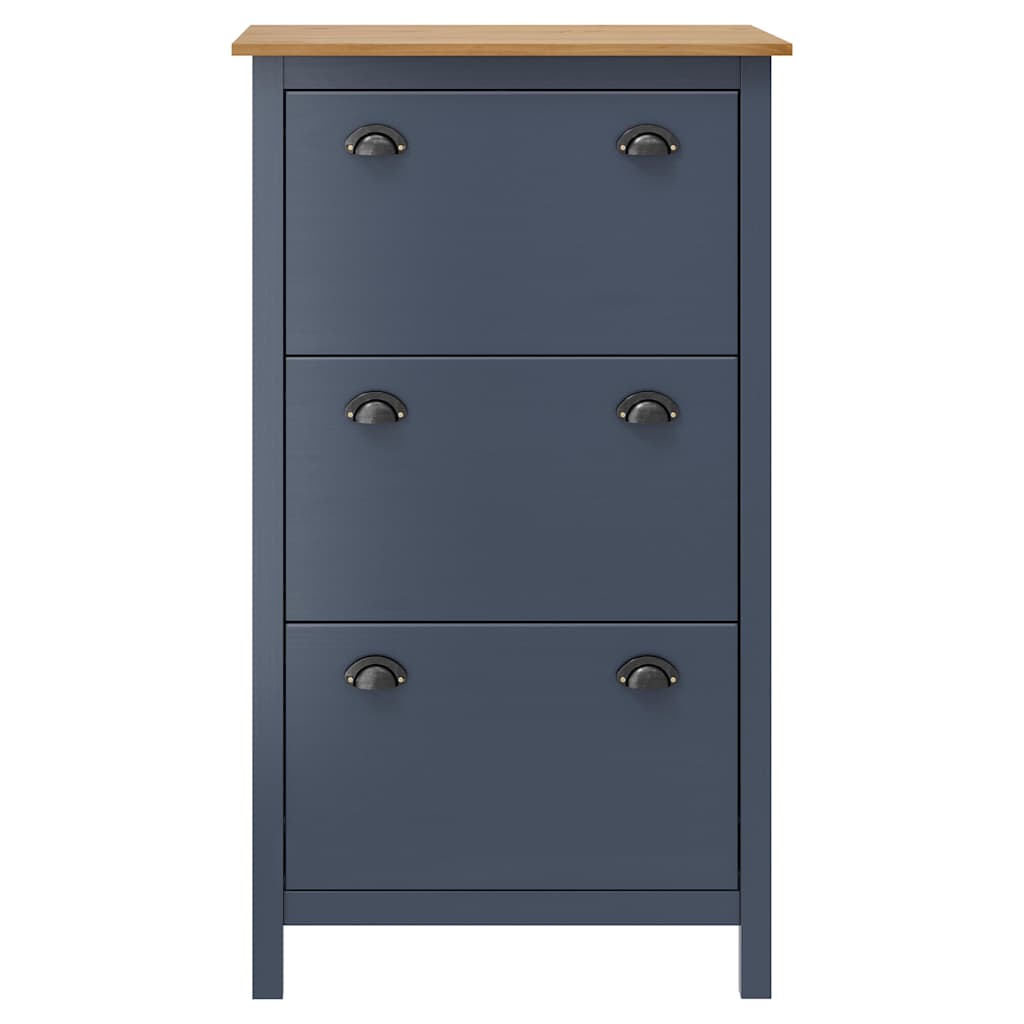 Scarpiera Hill Grigia 72x35x124 cm Legno Massello di Pino