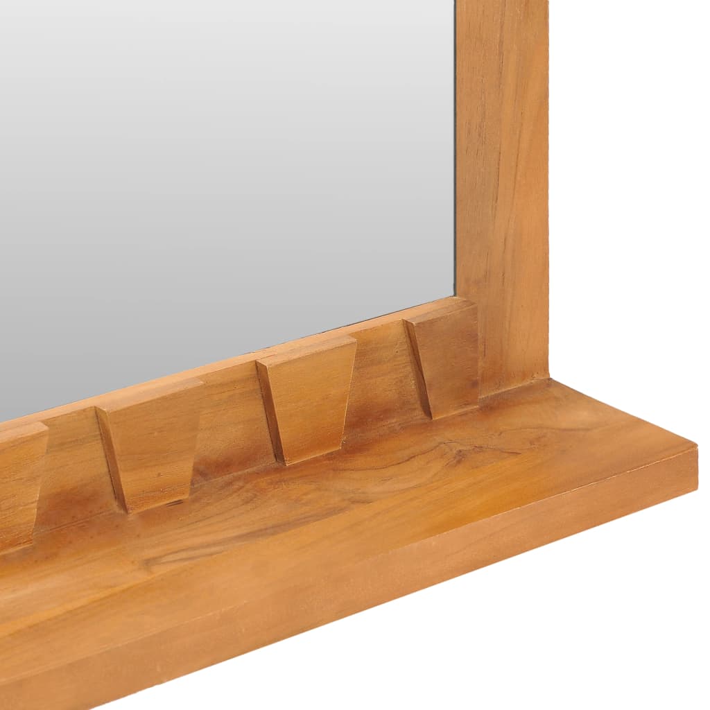 Specchio da Parete con Mensola 100x12x60 cm in Massello di Teak