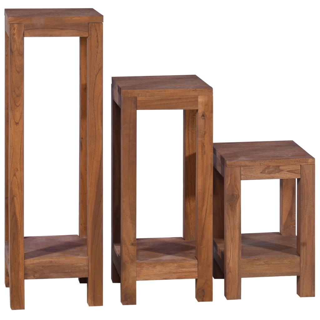 Piedistalli per Piante 3 pz in Legno Massello di Teak