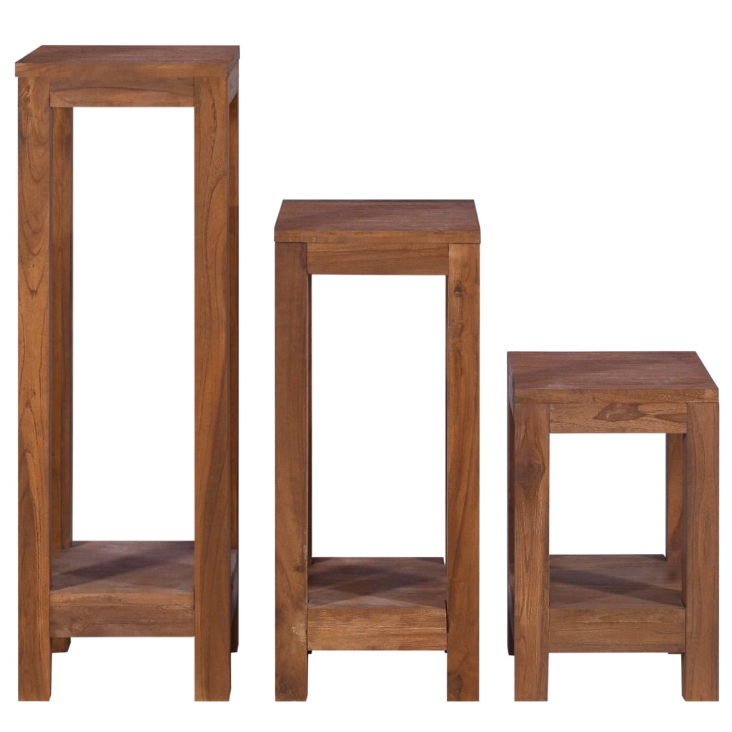 Piedistalli per Piante 3 pz in Legno Massello di Teak
