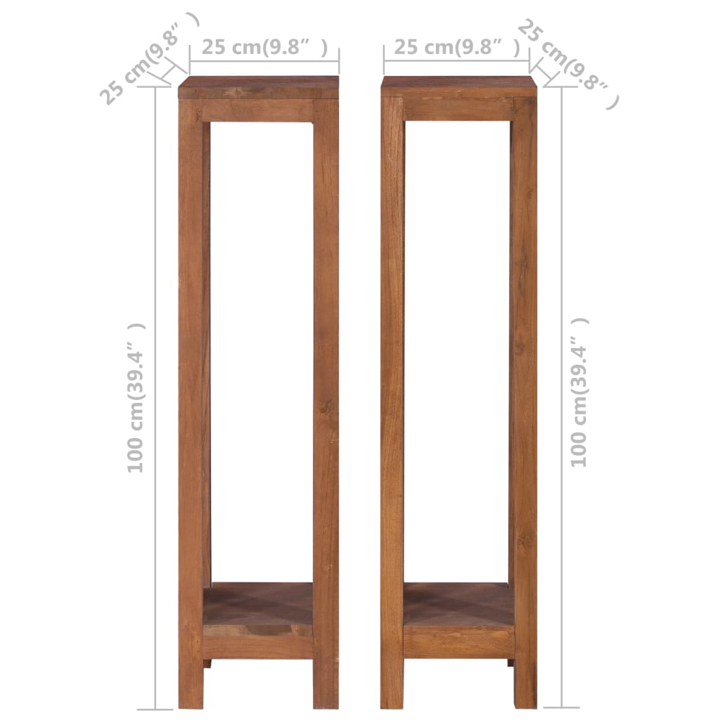 Piedistalli per Piante 2 pz 25x25x100 cm Legno Massello di Teak