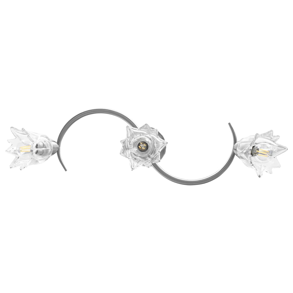 Lampadario con Paralumi in Vetro per 3 Lampadine E14 Tulipano