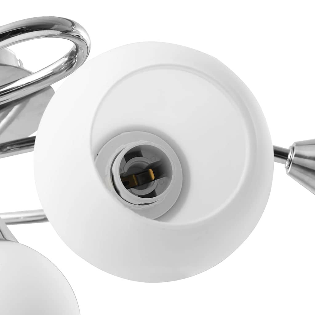 Lampadario con Paralumi in Ceramica 5 Lampadine E14  a Coppa