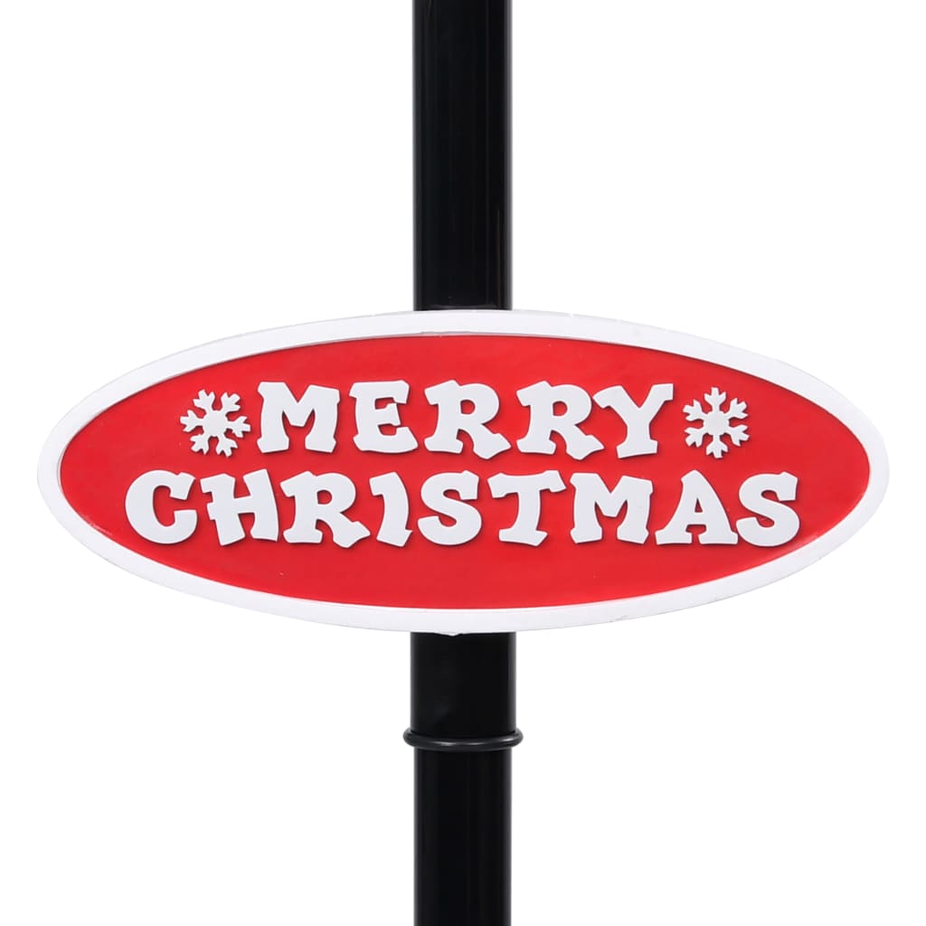 Lampione Natalizio con Babbo Natale Nero Rosso 81x40x188 cm PVC