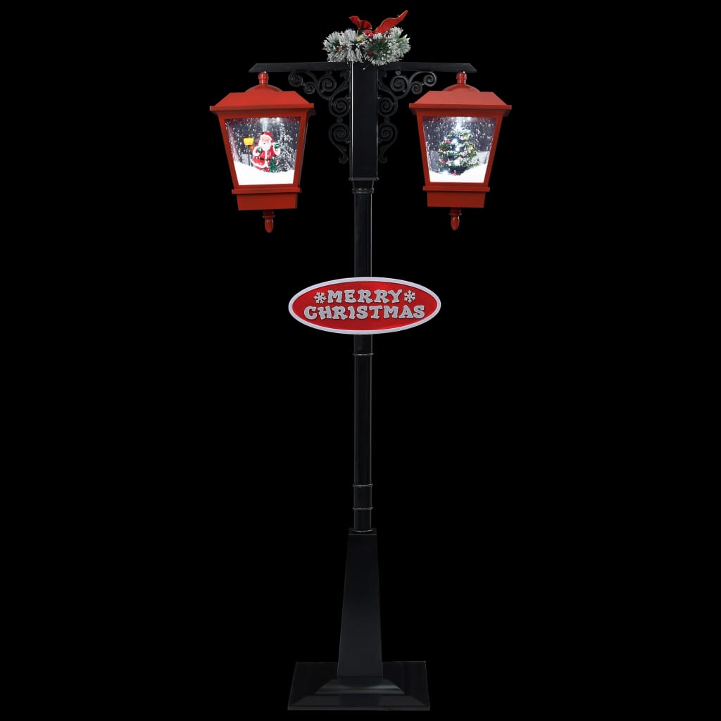 Lampione Natalizio con Babbo Natale Nero Rosso 81x40x188 cm PVC