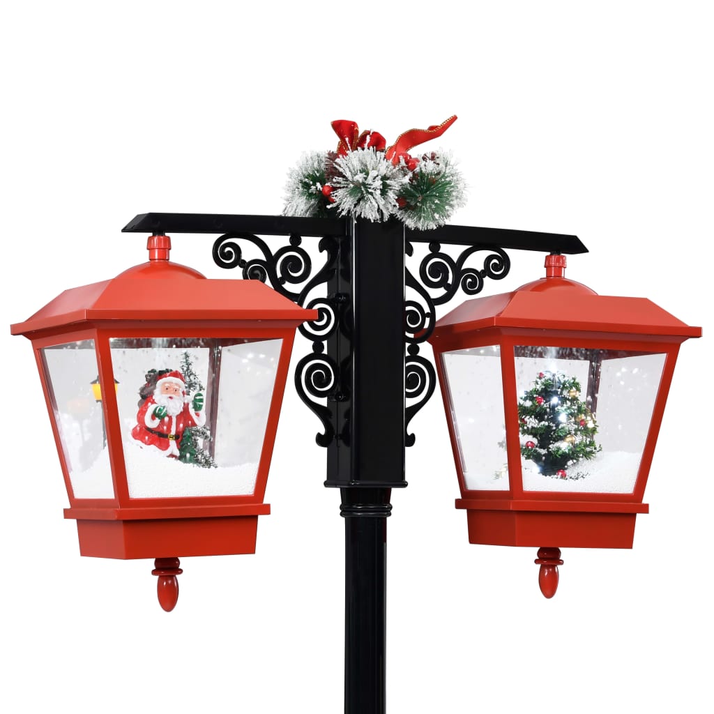 Lampione Natalizio con Babbo Natale Nero Rosso 81x40x188 cm PVC