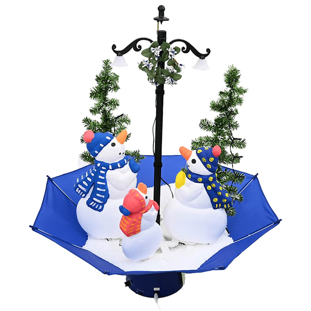 Albero di Natale con Nevicata e Base ad Ombrello Blu 75 cm PVC