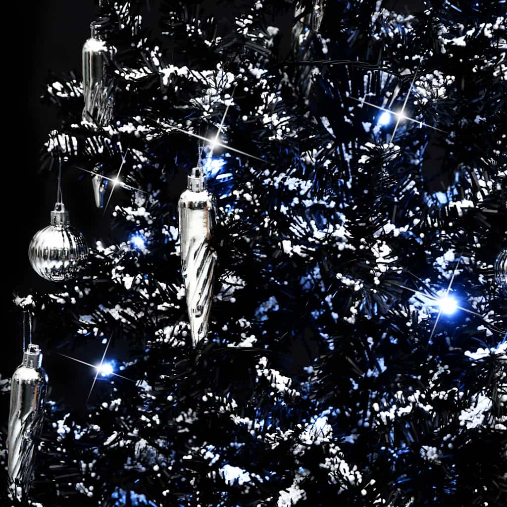 Albero di Natale con Nevicata e Base ad Ombrello Nero 190cm PVC
