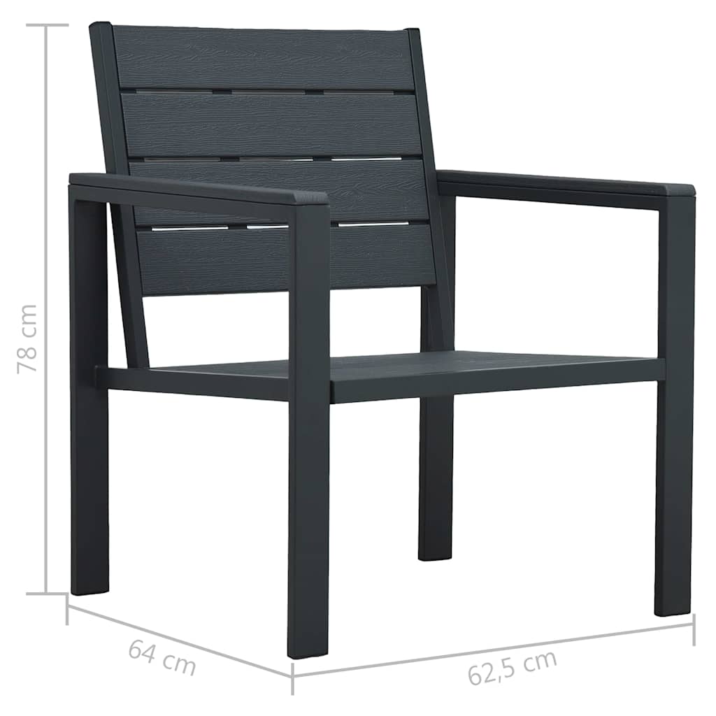 Set Divani Giardino 4 pz in HDPE Grigio Effetto Legno