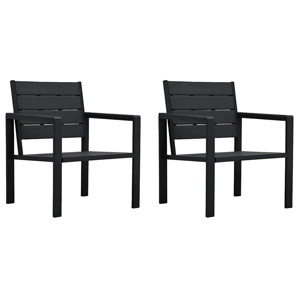 Set Divani Giardino 4 pz in HDPE Nero Effetto Legno