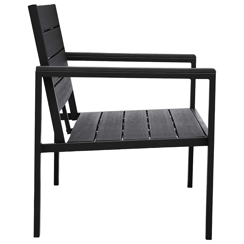 Set Divani Giardino 4 pz in HDPE Nero Effetto Legno