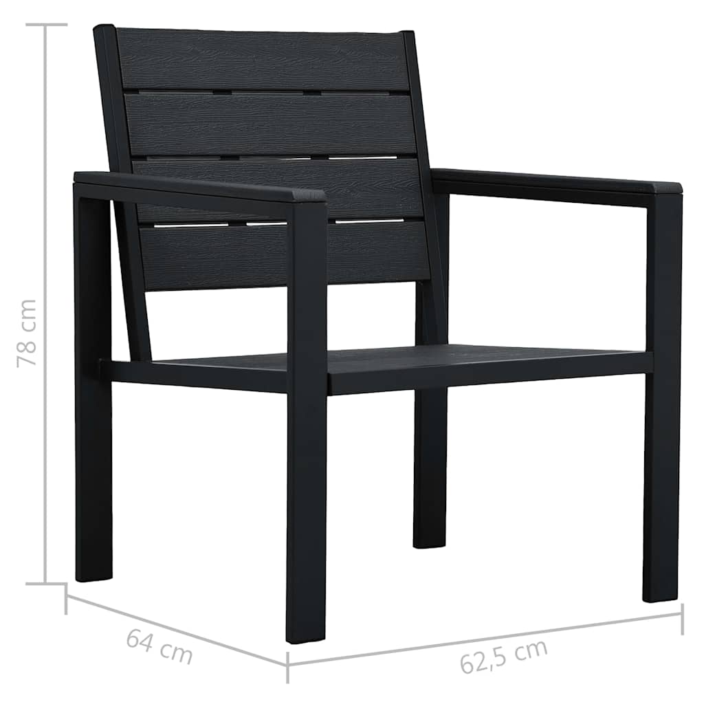 Set Divani Giardino 4 pz in HDPE Nero Effetto Legno