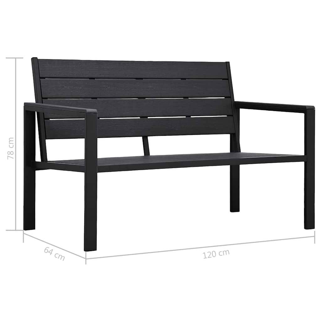 Set Divani Giardino 4 pz in HDPE Nero Effetto Legno