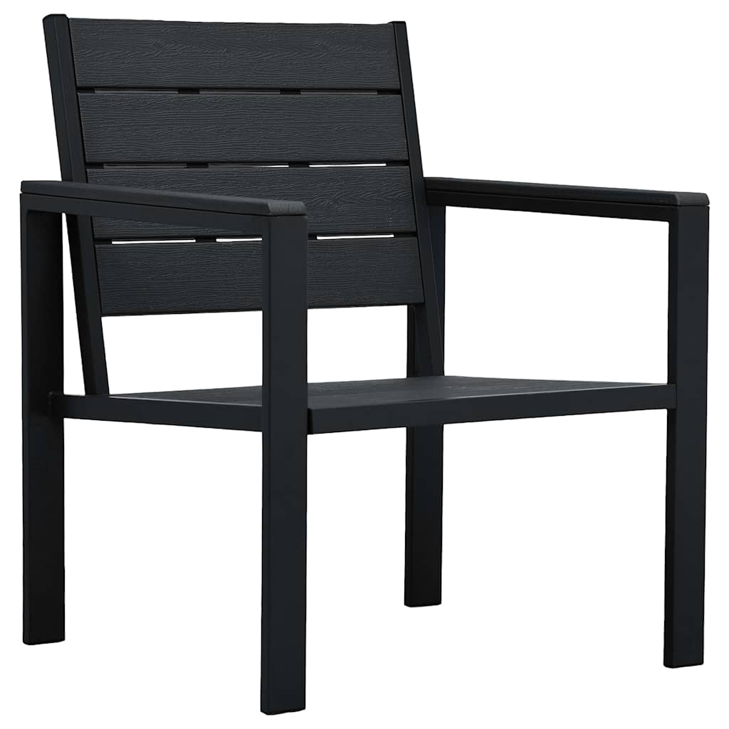 Set Divani Giardino 4 pz in HDPE Nero Effetto Legno