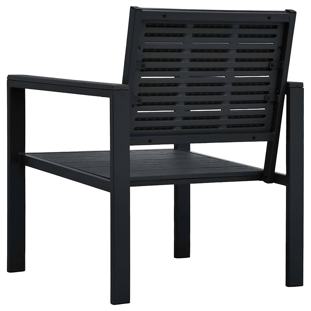Set Divani Giardino 4 pz in HDPE Nero Effetto Legno