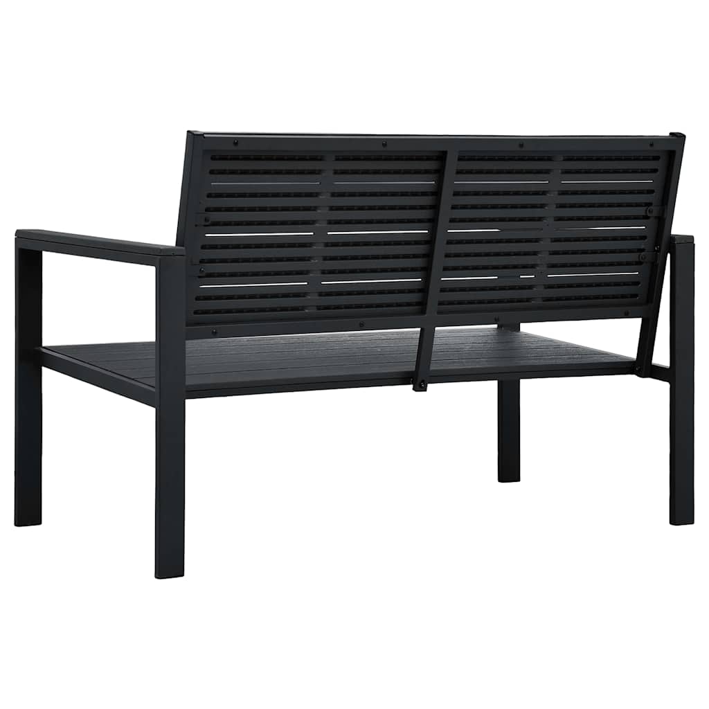 Set Divani Giardino 4 pz in HDPE Nero Effetto Legno