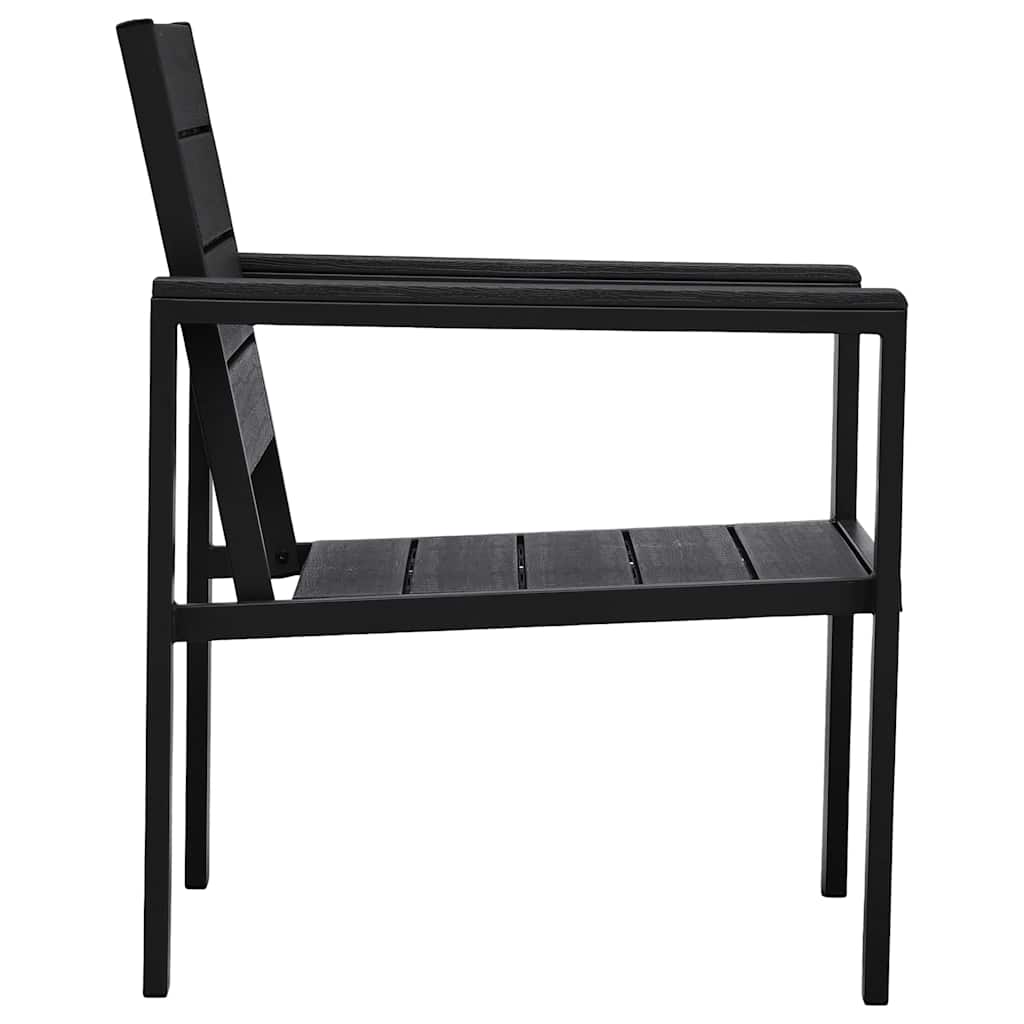 Set Divani Giardino 4 pz in HDPE Nero Effetto Legno