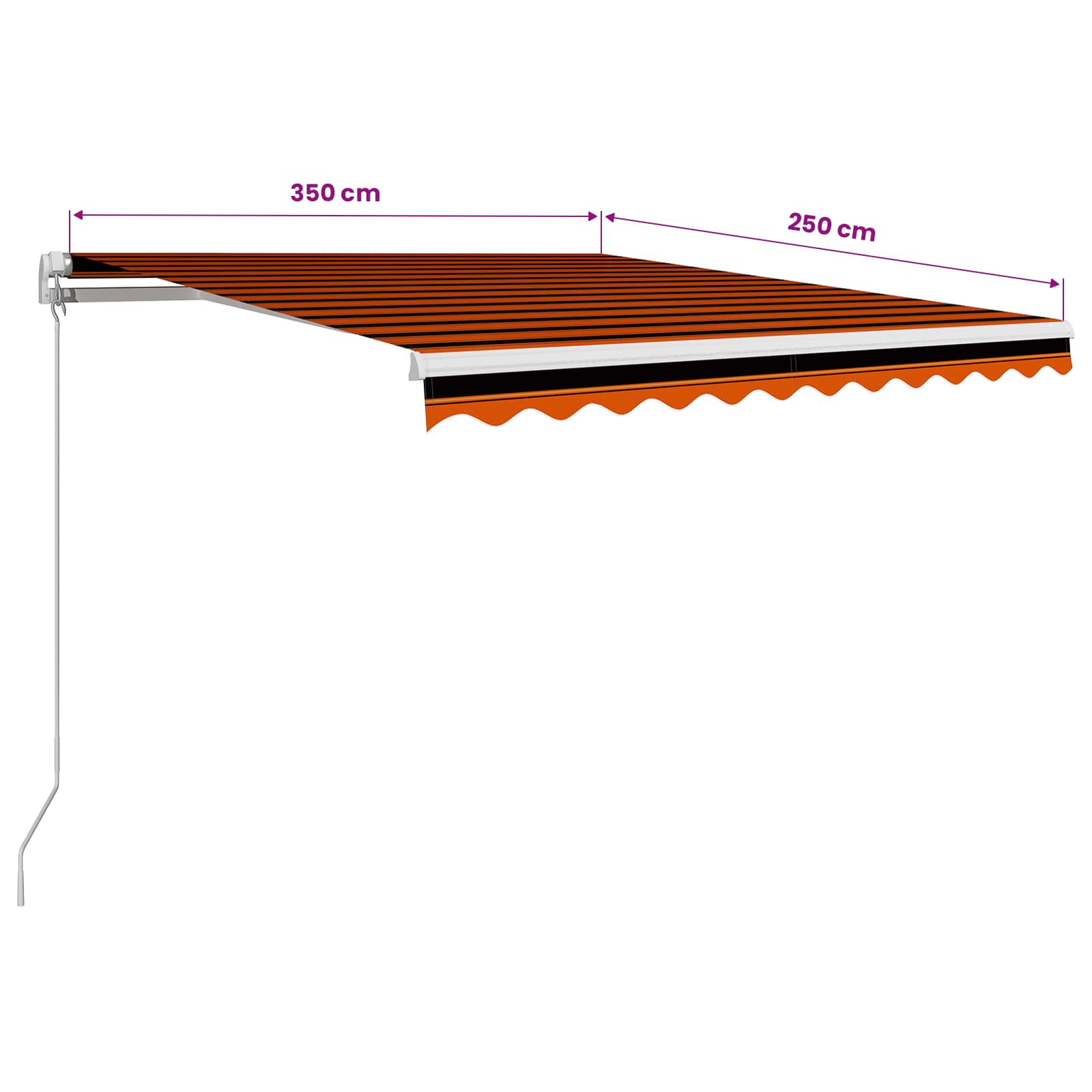 Tenda da Sole Retrattile Manuale 350x250 cm Arancione e Marrone