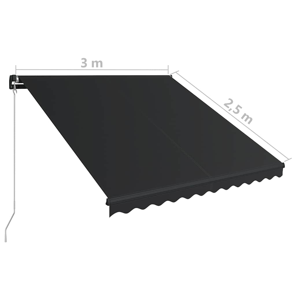 Tenda da Sole Retrattile Manuale con LED 300x250 cm Antracite