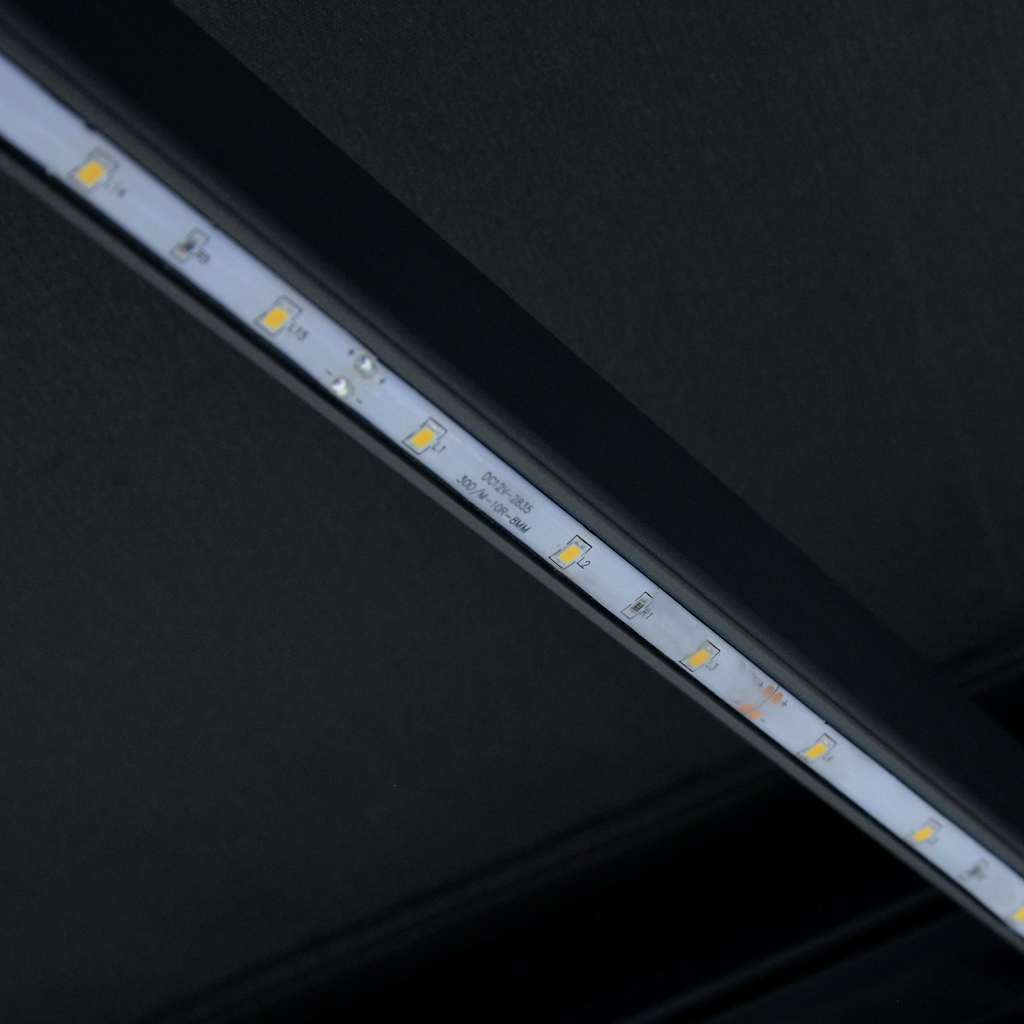 Tenda da Sole Retrattile Manuale con LED 350x250 cm Antracite