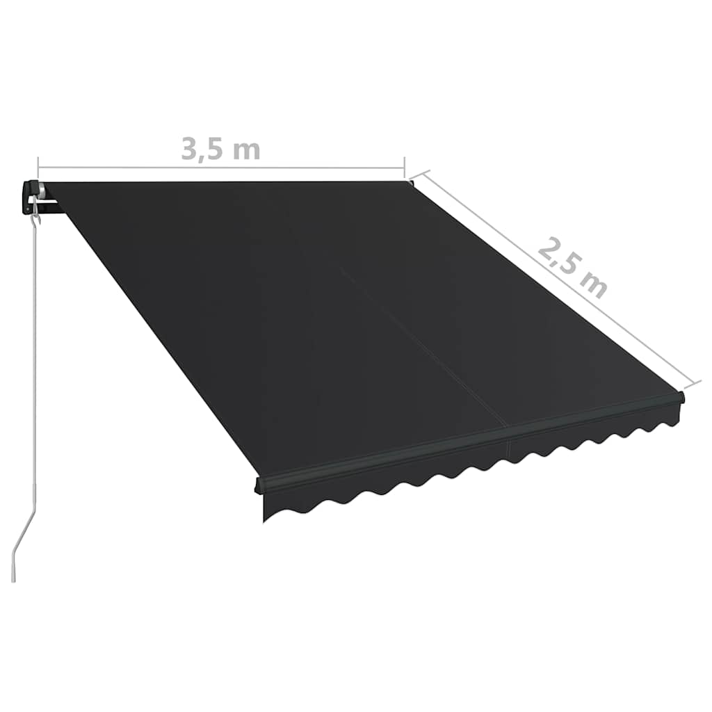 Tenda da Sole Retrattile Manuale con LED 350x250 cm Antracite