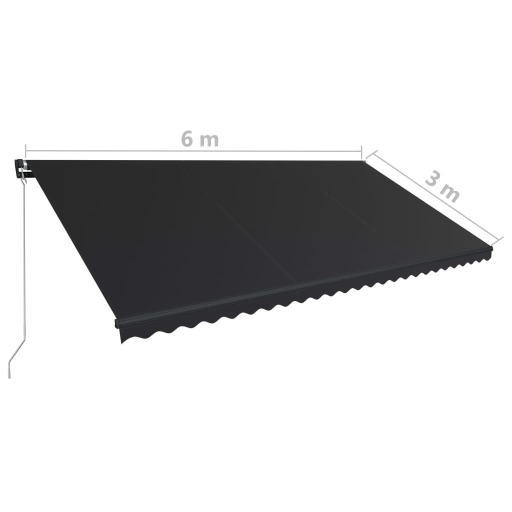 Tenda da Sole Retrattile Manuale con LED 600x300 cm Antracite