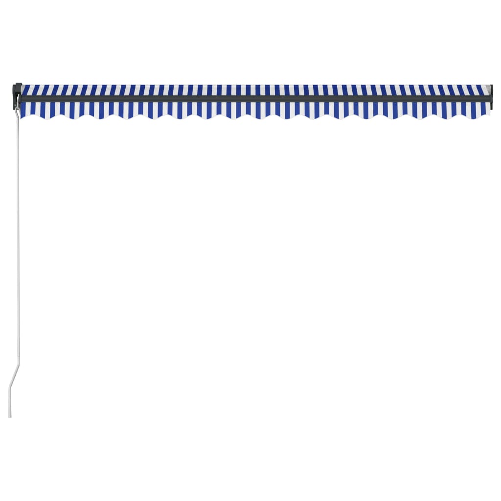 Tenda da Sole Retrattile Manuale e LED 400x300cm Blu e Bianco