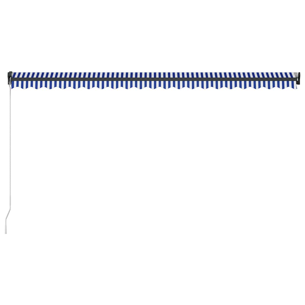 Tenda da Sole Retrattile Manuale con LED 500x300cm Blu e Bianco