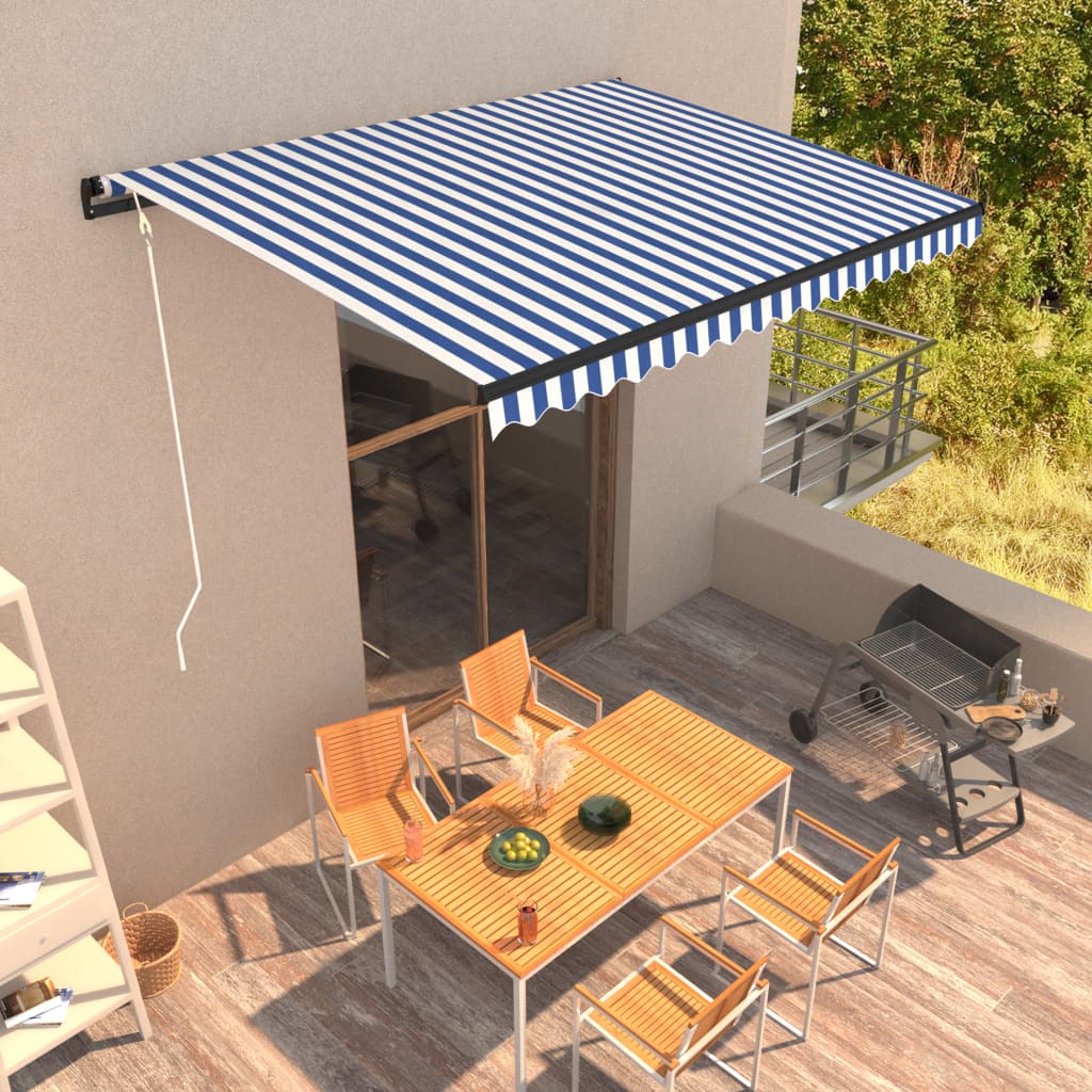 Tenda da Sole Retrattile Automatica 400x300 cm Blu e Bianca