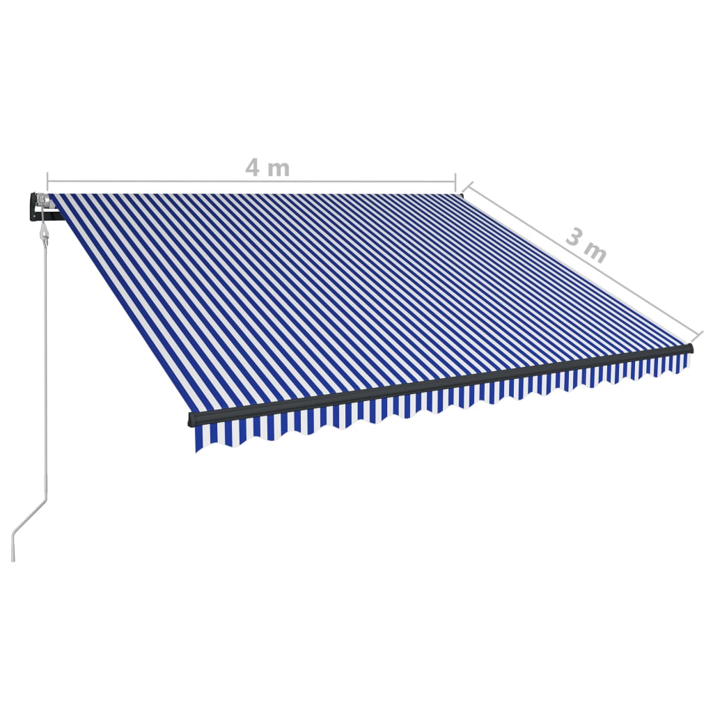 Tenda da Sole Retrattile Automatica 400x300 cm Blu e Bianca
