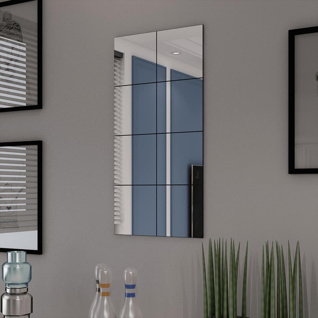 Piastrelle in Vetro a Specchio senza Cornice 16 pz 20,5 cm