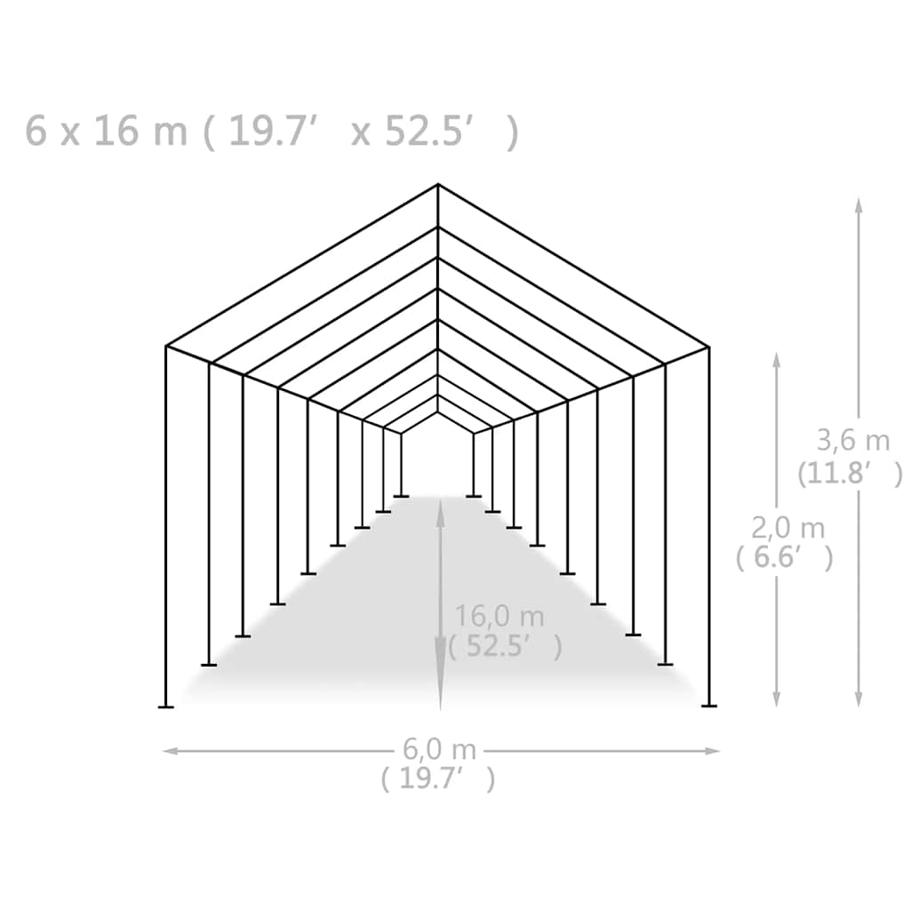 Tendone per Feste in PE 6x16 m Bianco