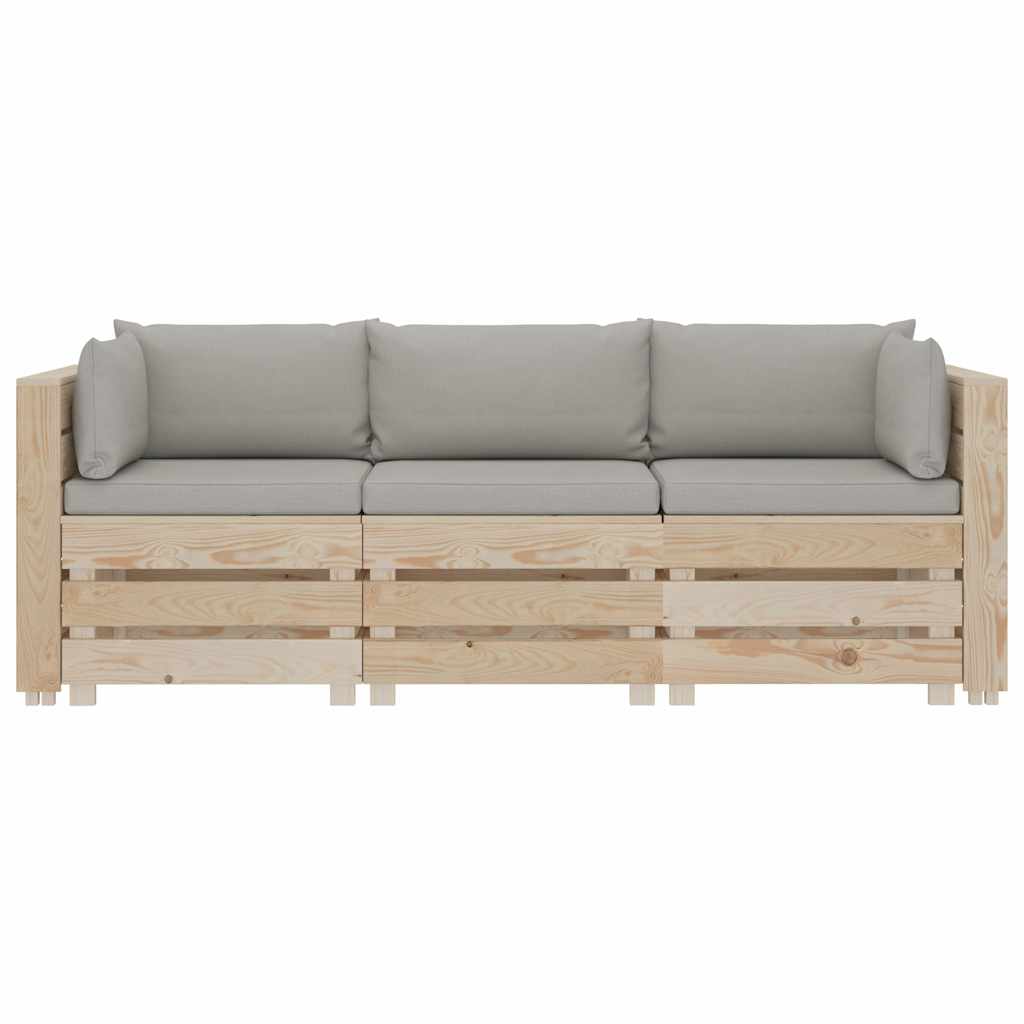 Divano da Giardino in Pallet 3 Posti con Cuscini Talpa in Legno