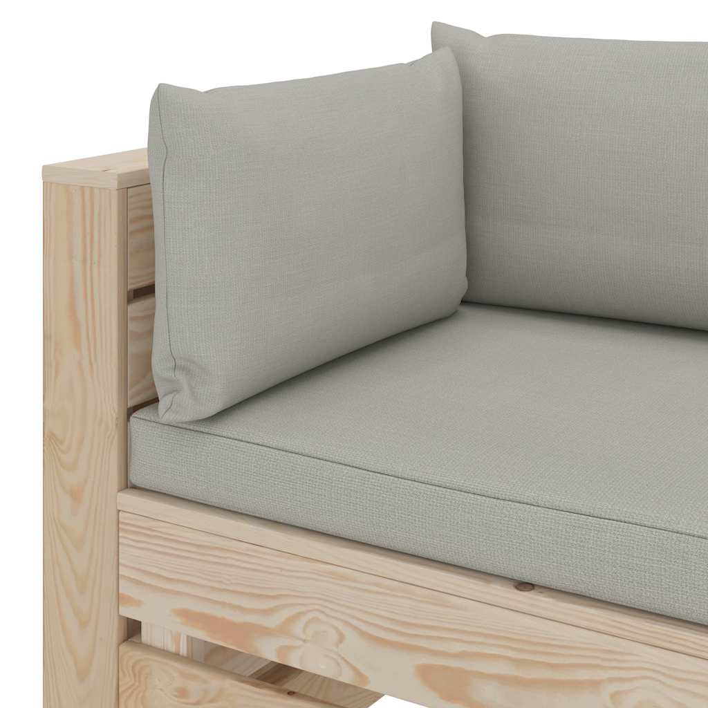 Divano da Giardino in Pallet 3 Posti con Cuscini Talpa in Legno