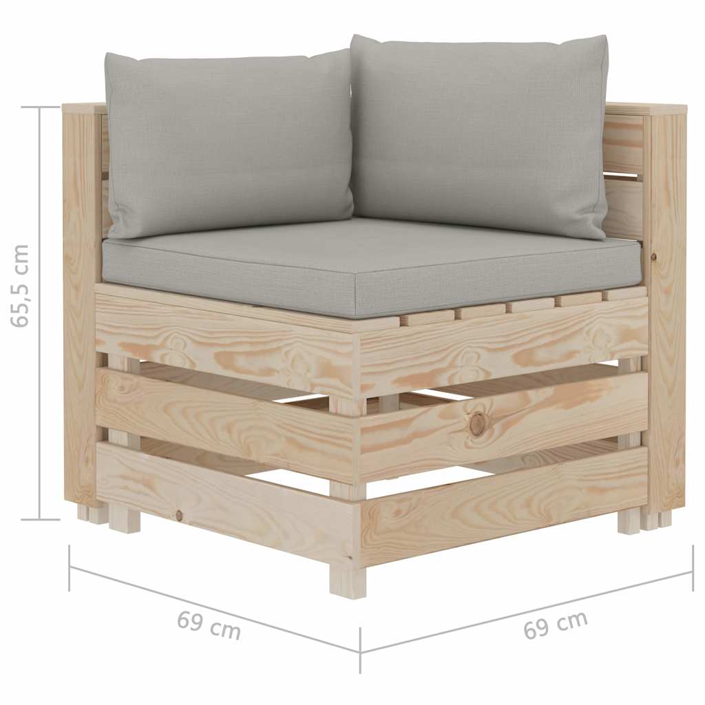 Divano da Giardino in Pallet 3 Posti con Cuscini Talpa in Legno