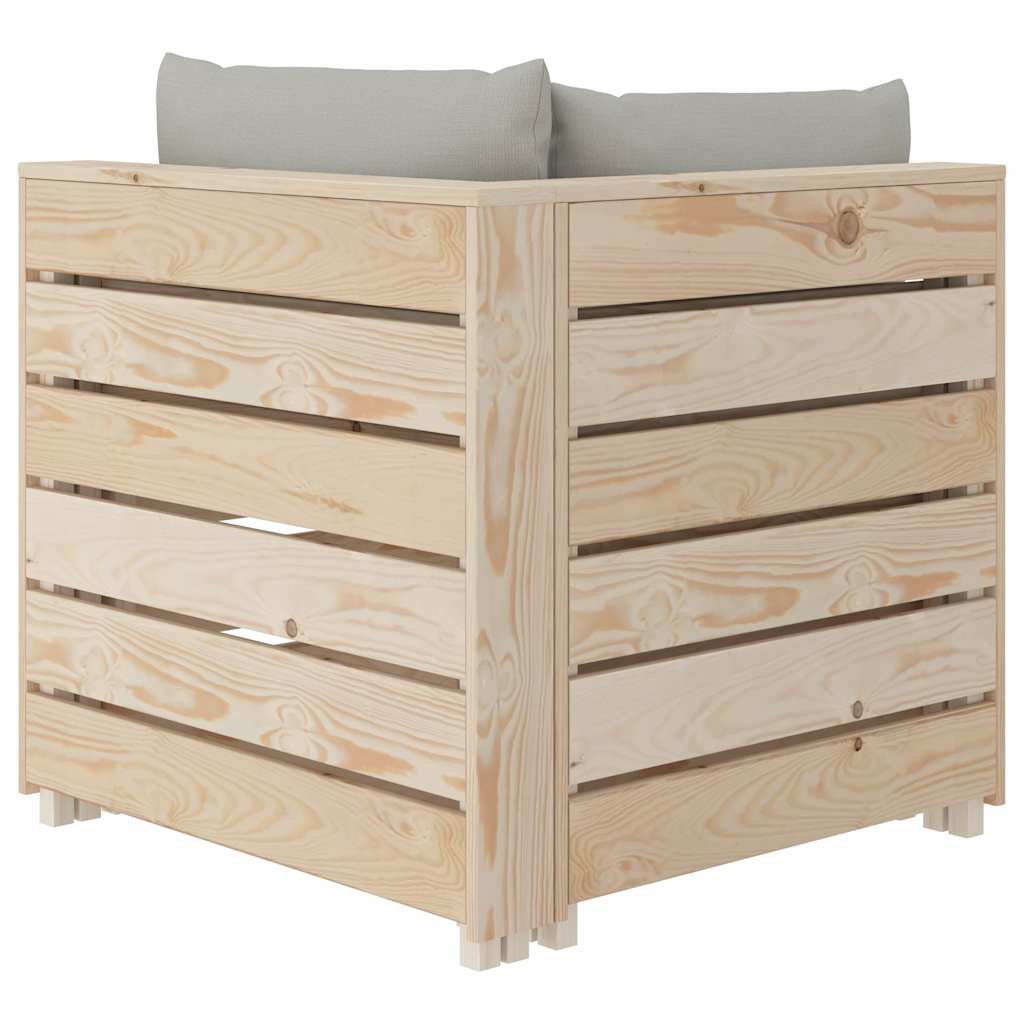Set Divani da Giardino Pallet 4 pz con Cuscini Talpa in Legno