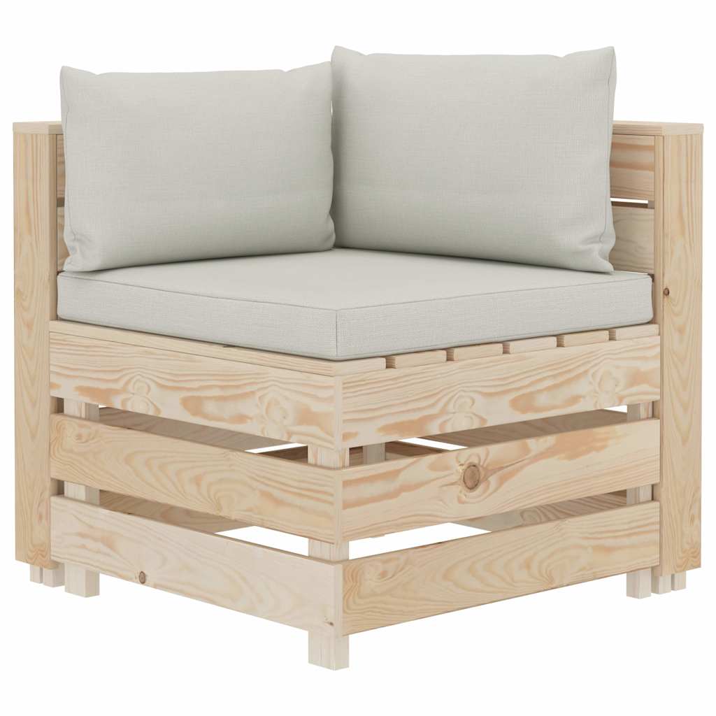 Divano da Giardino in Pallet 3 Posti con Cuscini Beige in Legno