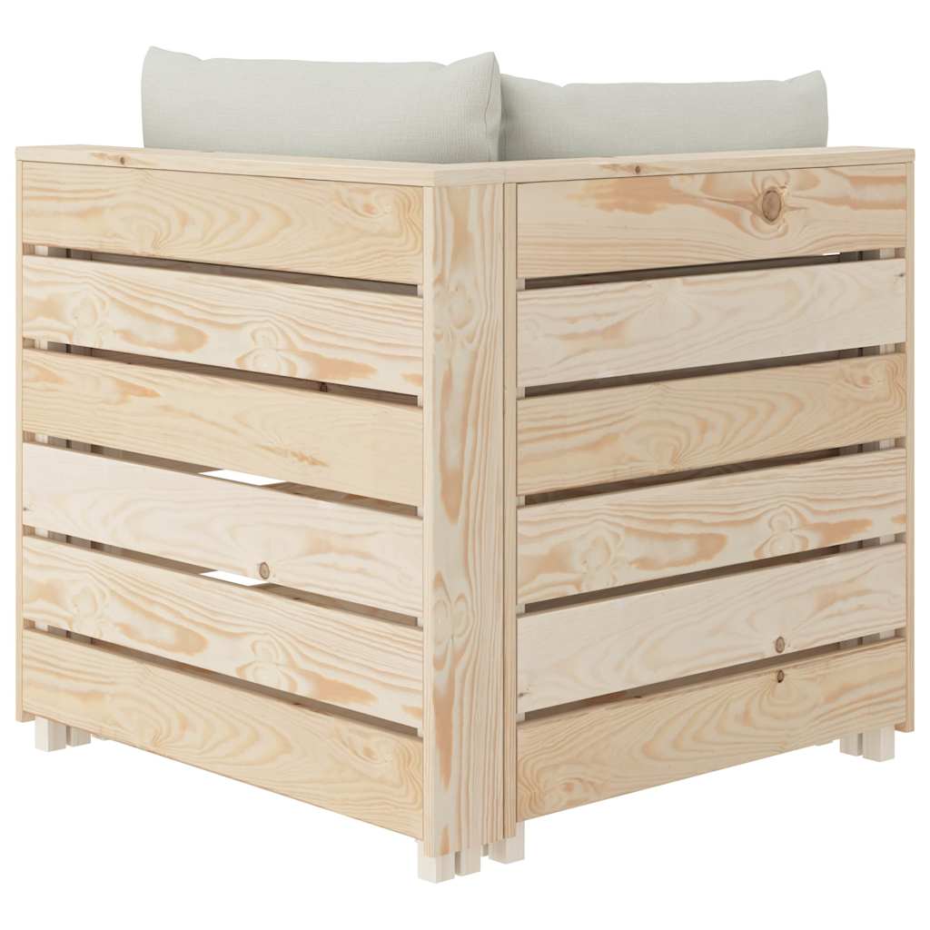 Divano da Giardino in Pallet 3 Posti con Cuscini Beige in Legno