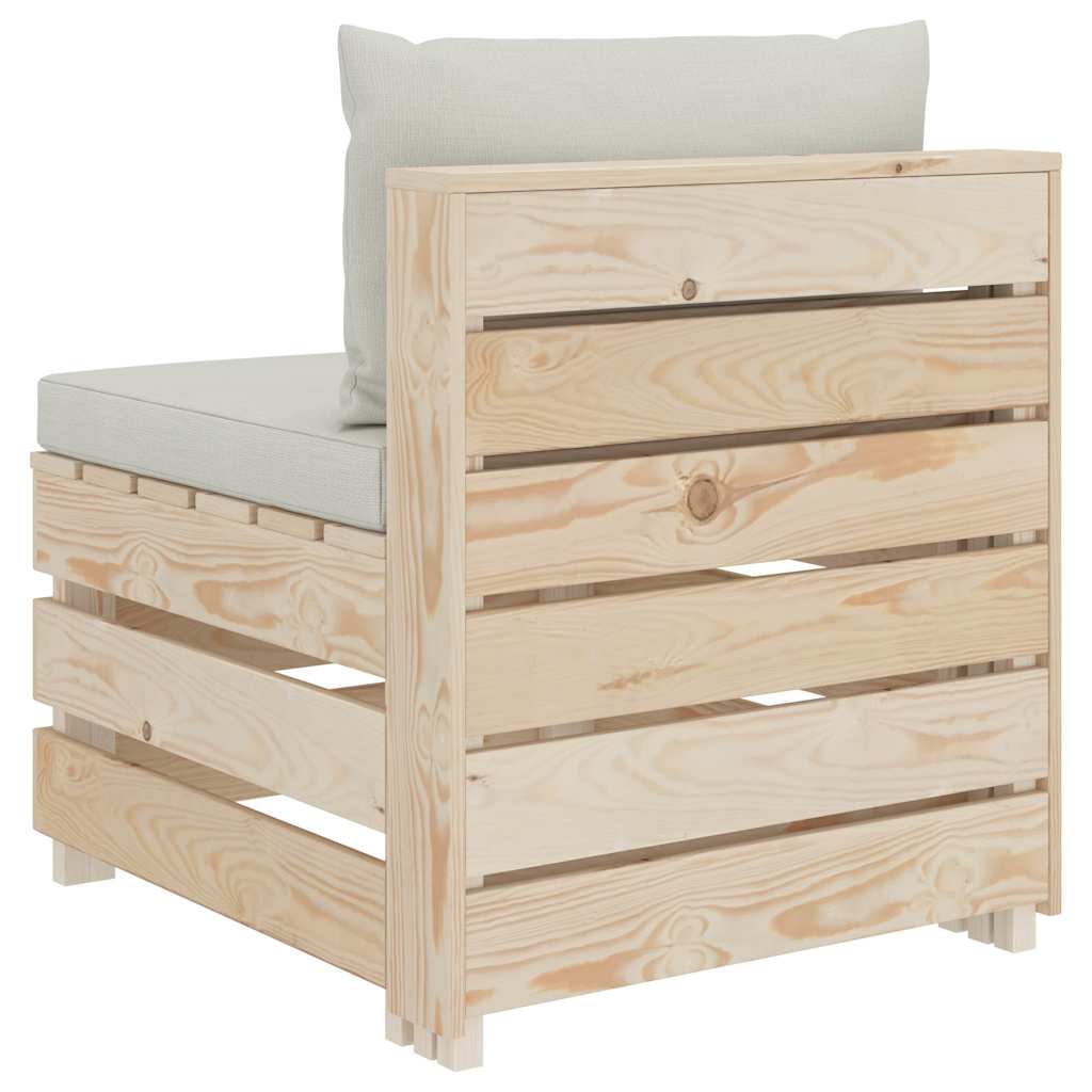 Divano da Giardino in Pallet 3 Posti con Cuscini Beige in Legno