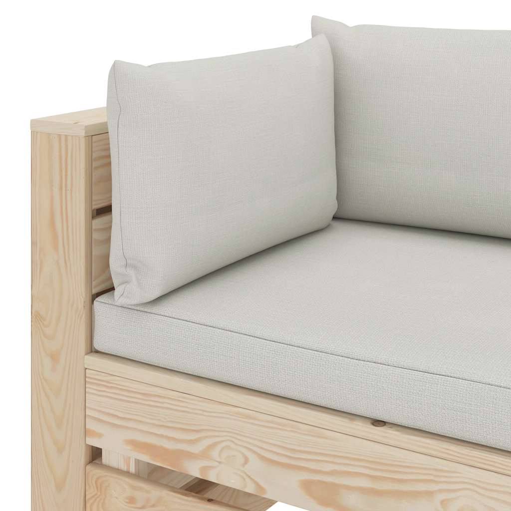 Divano da Giardino in Pallet 3 Posti con Cuscini Beige in Legno