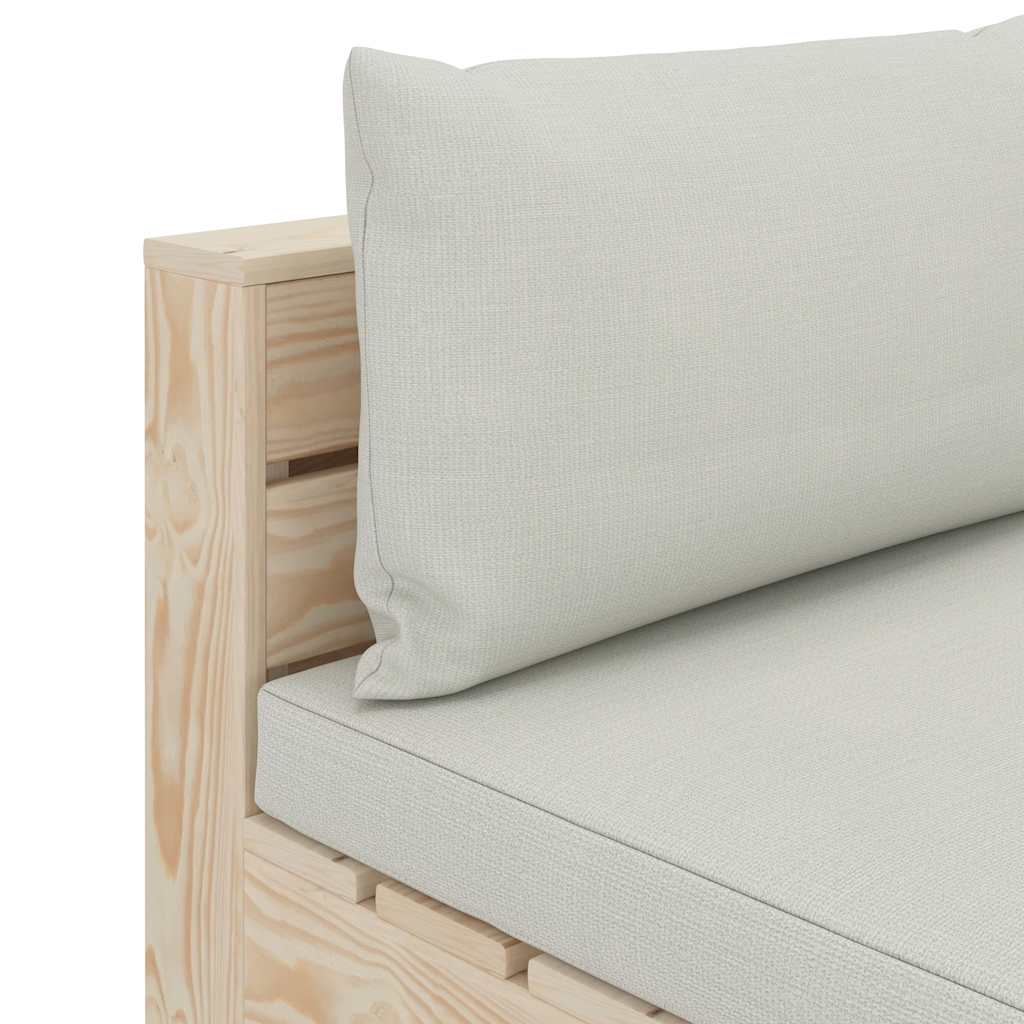 Divano da Giardino in Pallet 3 Posti con Cuscini Beige in Legno