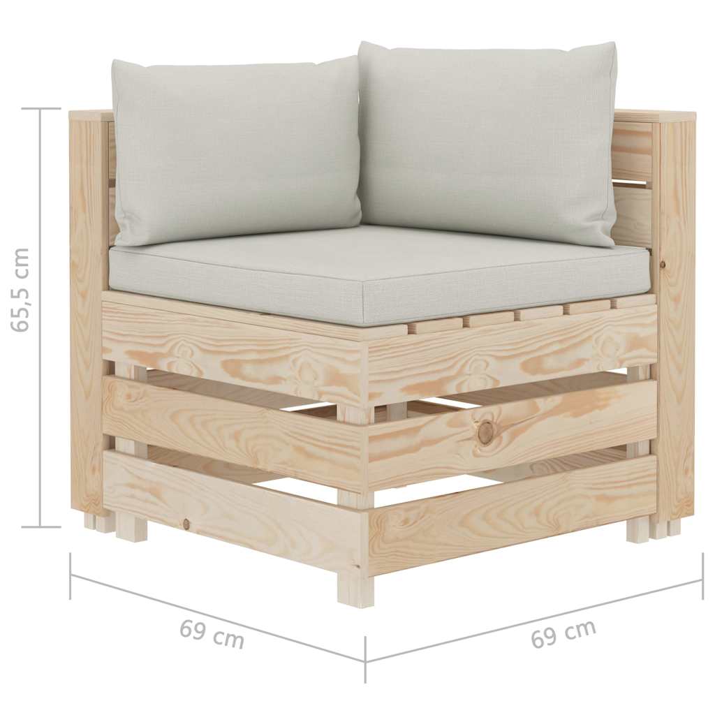 Divano da Giardino in Pallet 3 Posti con Cuscini Beige in Legno