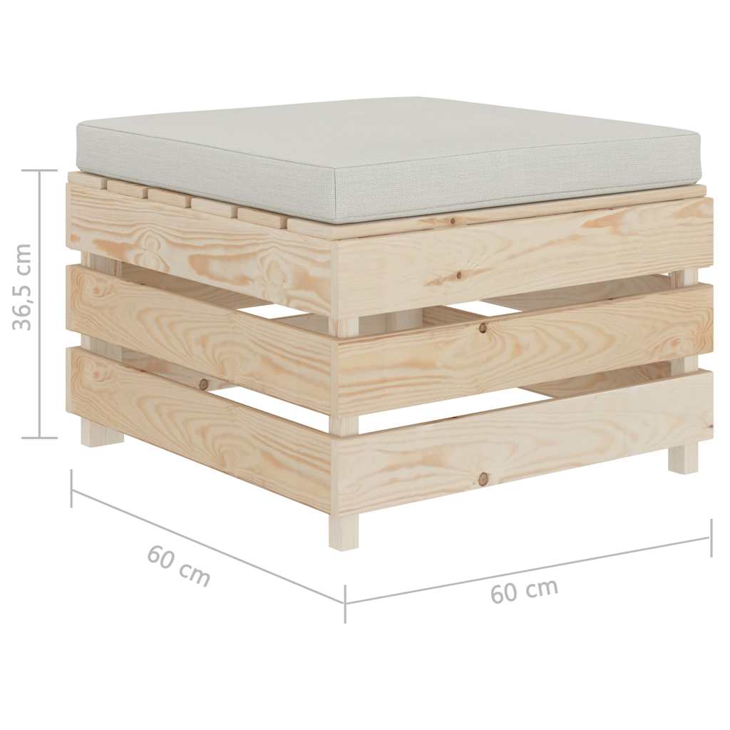 Set Divani da Giardino Pallet 4 pz con Cuscini Beige in Legno